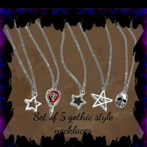 Gothic Style Silver Necklace Set